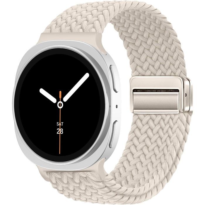 Bracelet sportif tressé magnétique pour Samsung Galaxy Watch 8 et Classic élastique en nylon installation facile-Starlight Bracelet sportif tressé magnétique pour Samsung Galaxy Watch 8 et Classic élastique en nylon installation facile-Starlight