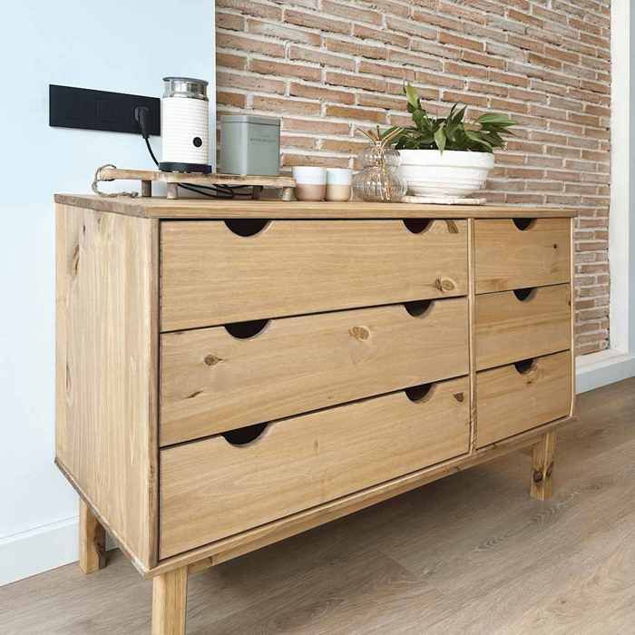 (10008)Moderne Commode OTTA 111x43x735 cm bois de pin massif poid:29.5 kg