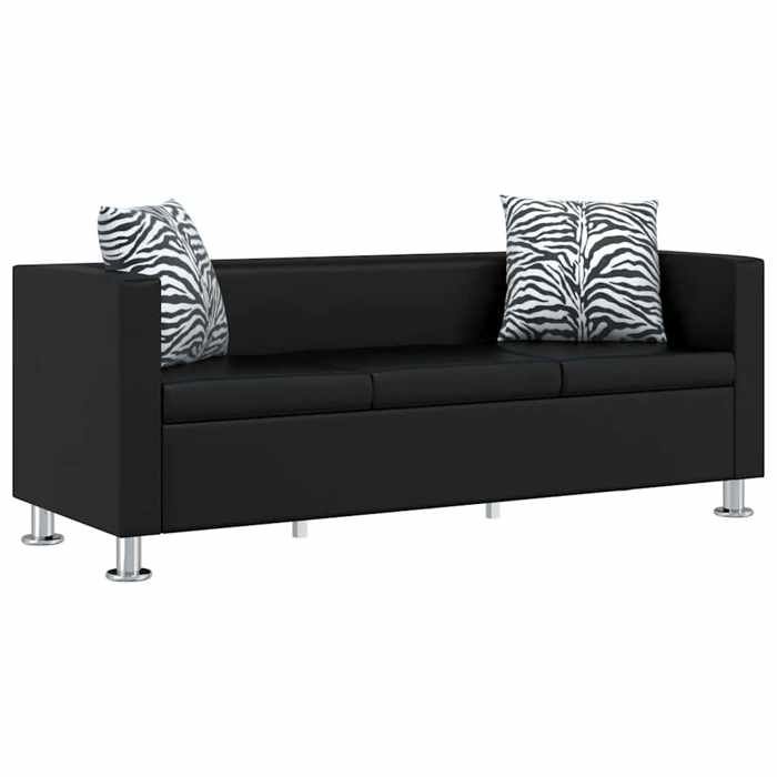 VENTE-FLASH Canapé séjour/relax - à 3 places - cuir artificiel noir (2515242208)VIDAXL