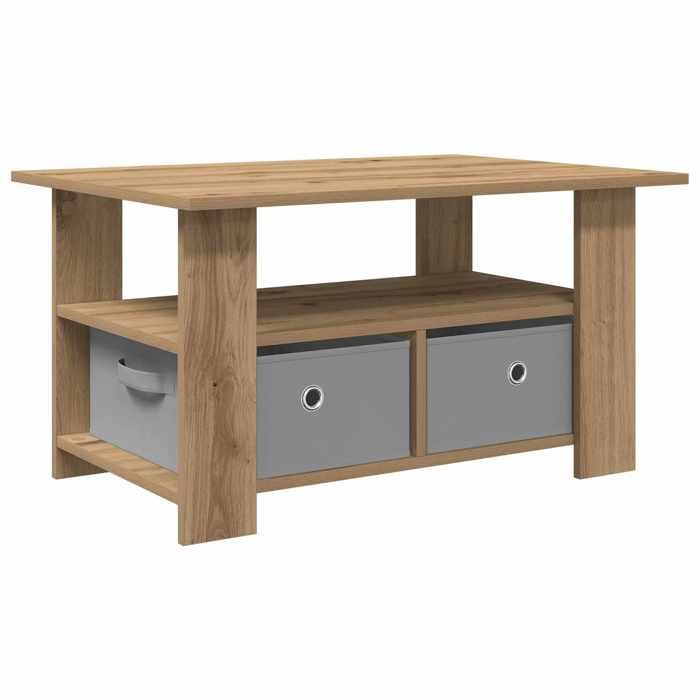 Table basse - vidaXL - table d’appoint salon - bois dingénierie - chêne artisanal - 77 x 55 x 42 cm - 2 tiroirs - 3 compartiments{t