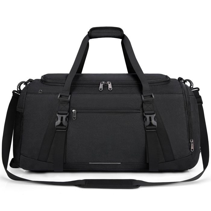 Sac de sport pour homme grand format 55 L avec poche étanche compartiment à chaussures résistant à leau noir.