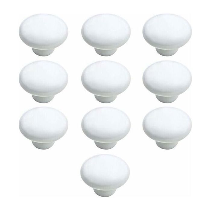 Bouton Porte 10 PCS 33mm Céramique Poignée Porte de Cuisine Armoire à Tiroirs Porte Boutons Blanc