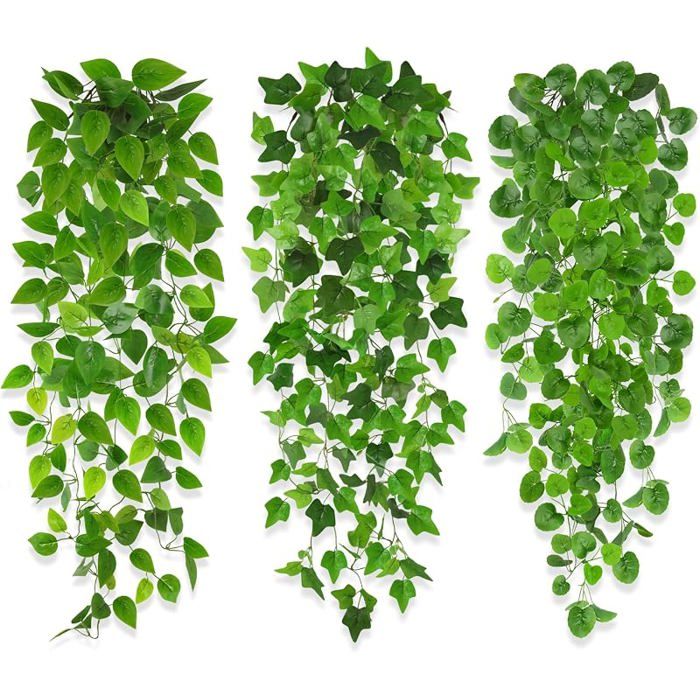 3Pcs Fausse Plante Tombante Artificielle Plante Interieur Plante Suspendue Artificielle Verte Lierre Plantes Tombantes Exterieur