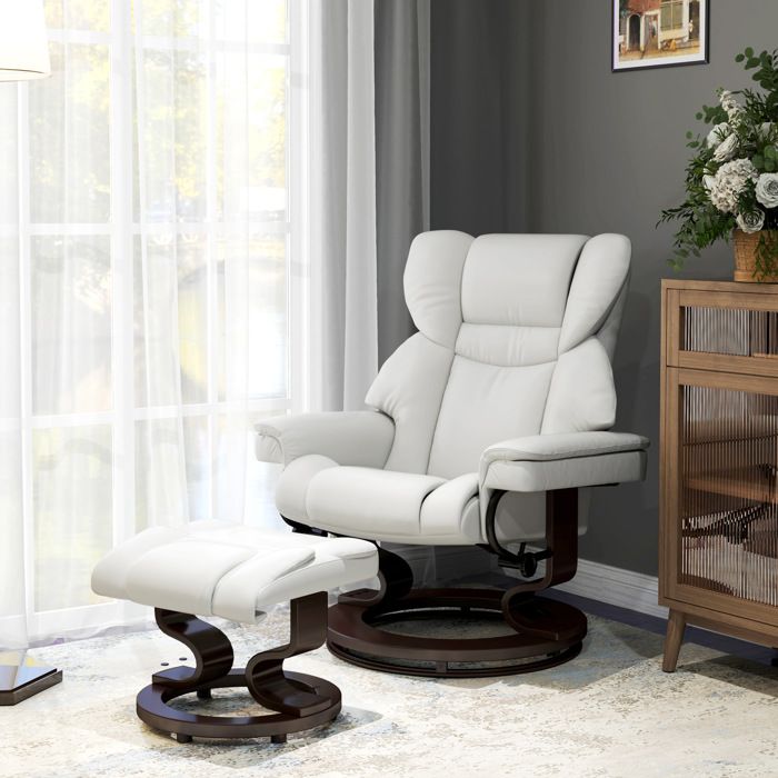 Fauteuil massant électrique blanc crème 79 x 82 x 101 cm pivotant 360° avec repose-pieds inclinable 145°