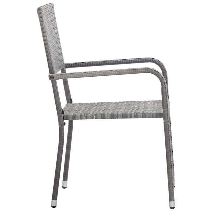 Magnifique Chaise à dîner de jardin empilable - 2 pcs - gris résine tressée - design polyvalent - pour maison - Gris 10 kg 2026_9477