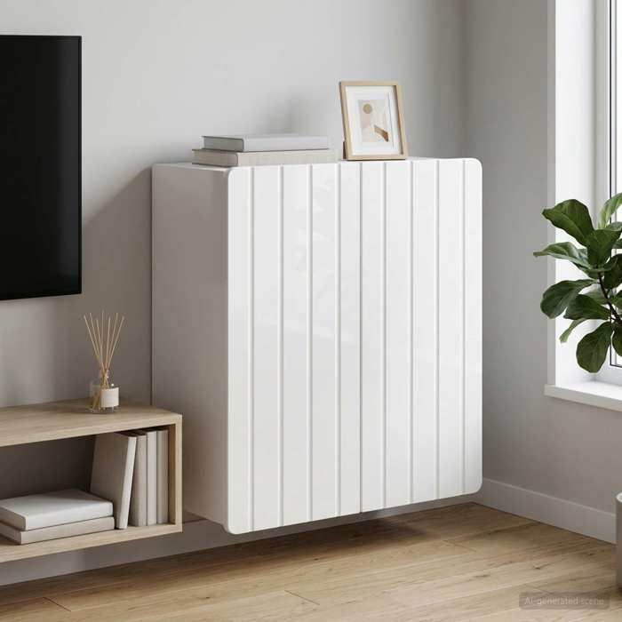 Moderne Armoire Murale pratique - Blanc brillant - 59x31x64 cm - Bois dingénierie - Placard/Armoire Haut @FR2609