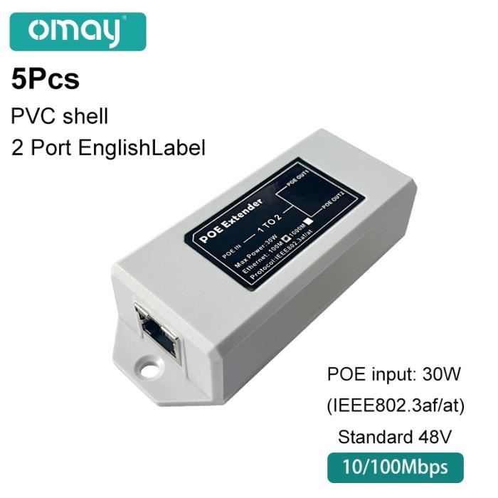Shell PVC 5 - Extension POE Standard 1 à 2 ports 100Mbps IEEE 802.3af ...