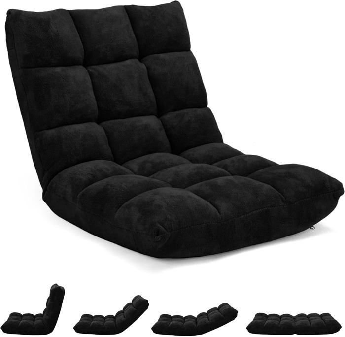 GOPLUS Chaise de Plancher Pliable Réglable 14PositionsTatami Canapé Fauteuil Pliant Paresseux-LitsChaise de Lit pour