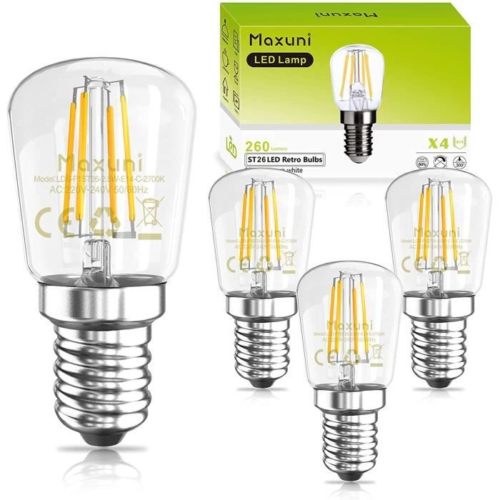 Ampoule LED E14 Blanc Chaud 2.5W, Équivalent 25W, Maxuni Ampoule Frigo Led  E14, 260LM, 2700K, 360 Degré, Petit LED E14 pour Re[217] - Cdiscount Maison