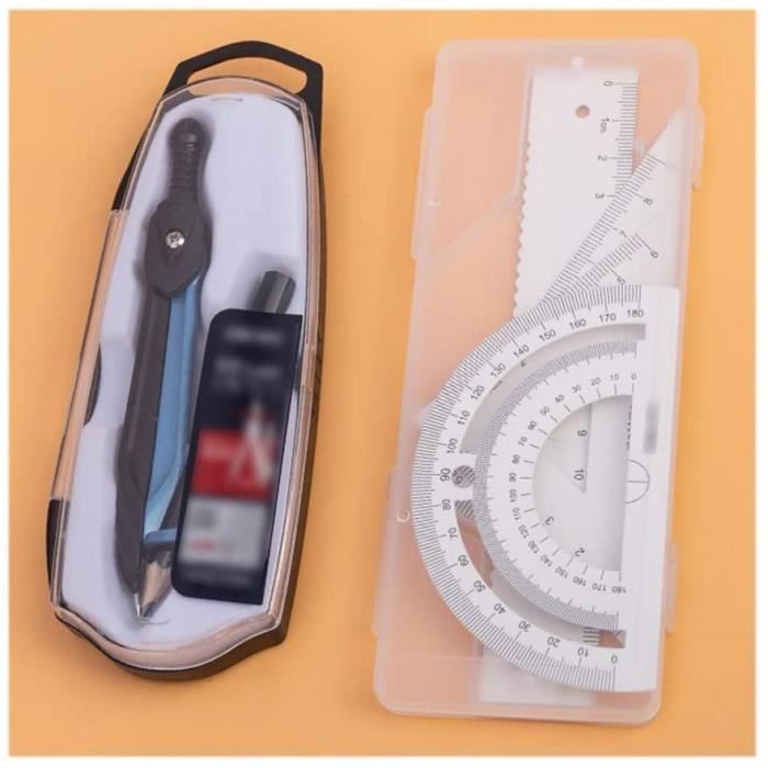 8 Pièces Kit Geometrie Compass Gris Transparent Ensemble De Géométrie Kit De Géométrie