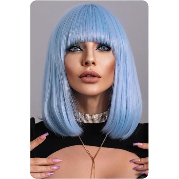 Perruque Femme 100% Cheveux Naturels - Courte Noir Ref CATE 1B - Taille Moyenne