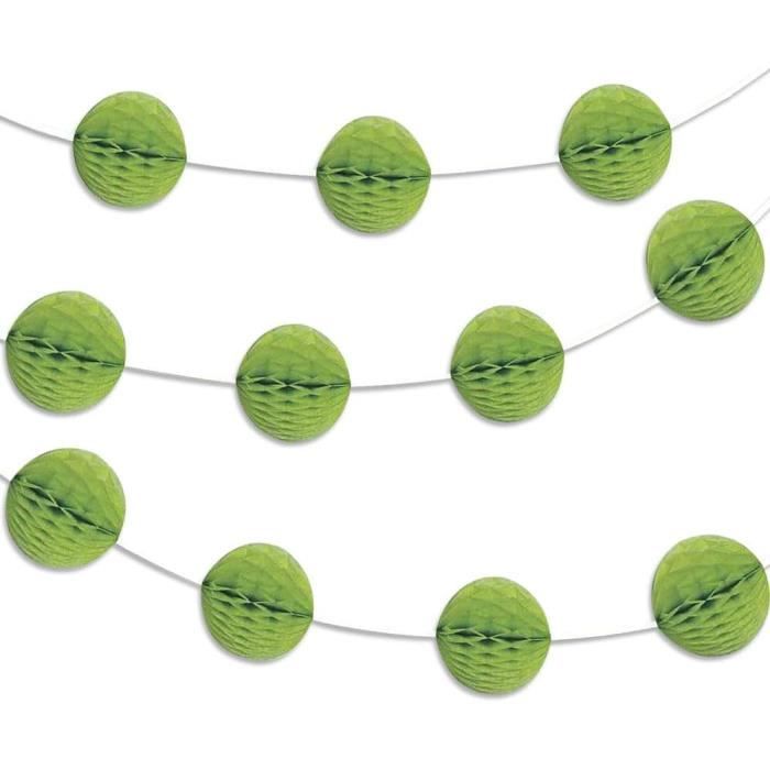 Guirlande Boules Feutre Vert Menthe 2Pcs - 30 Pompons Pour Noël, Anniversaire Et Décoration Fête