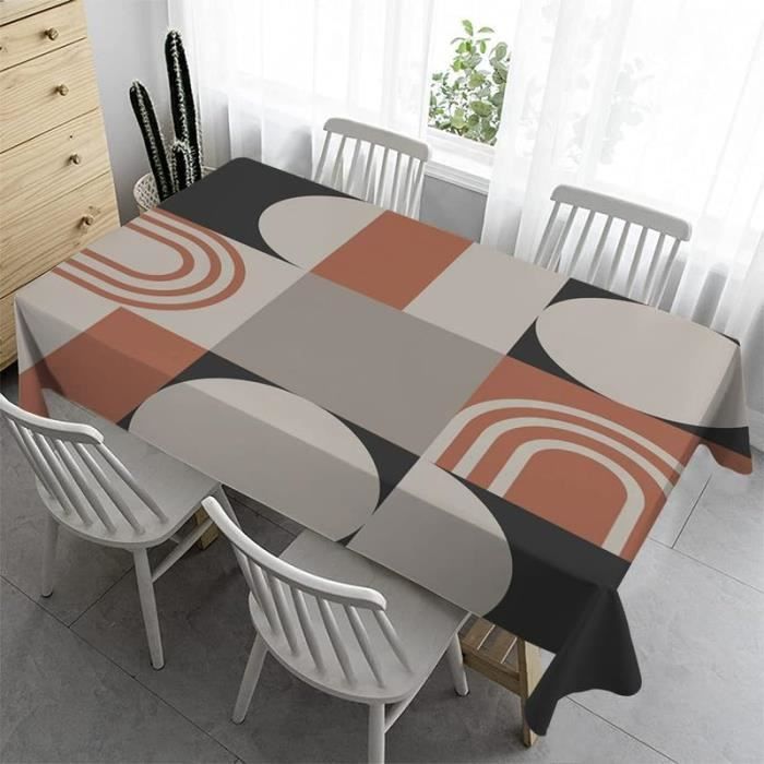 IEvery Nappe Rectangulaire Anti-Tache 140x180 - Boho Enduite Imperméable En Polyester Pour Table Extérieure, Salle à Manger, Jardin, Cuisine, Pique-Nique