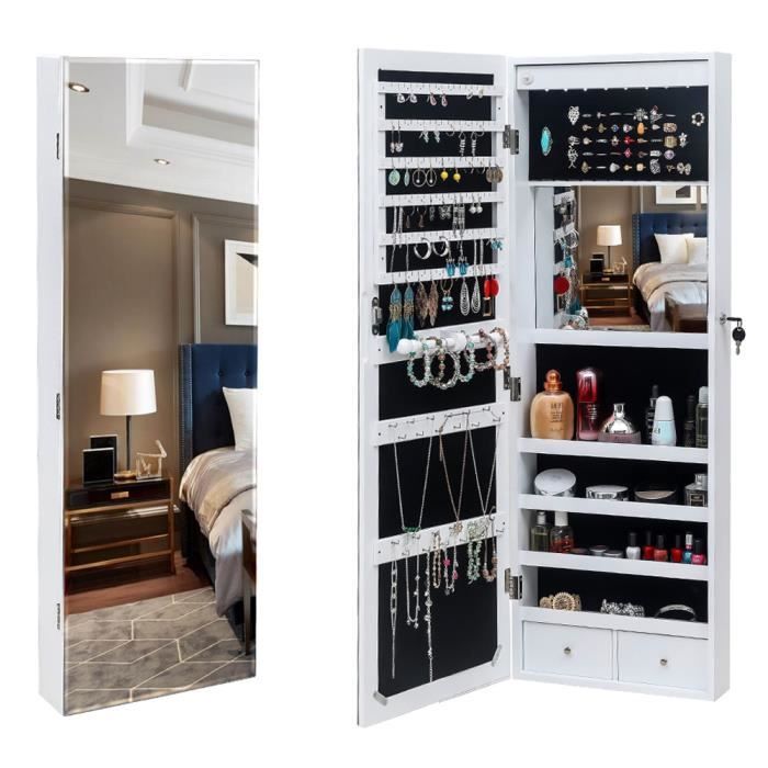 Armoire A Bijoux Murale Led Armoire Bijoux De Rangement Avec Miroir 37 X 9 5 X 108 Cm Achat Vente Armoire A Bijoux Cdiscount