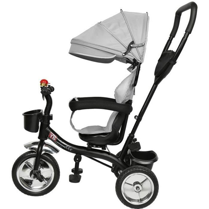 LaiZere!!! Tricycle évolutif Bébé 4 en1| Poussette Vélo Enfant de 10 à 36  Mois | Gris 