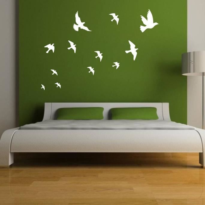40 Stickers Muraux Oiseaux Volants Dorés – Vinyle Autocollant, Dimensions 59x40 Cm – Décoration Chambre, Salon, Nursery
