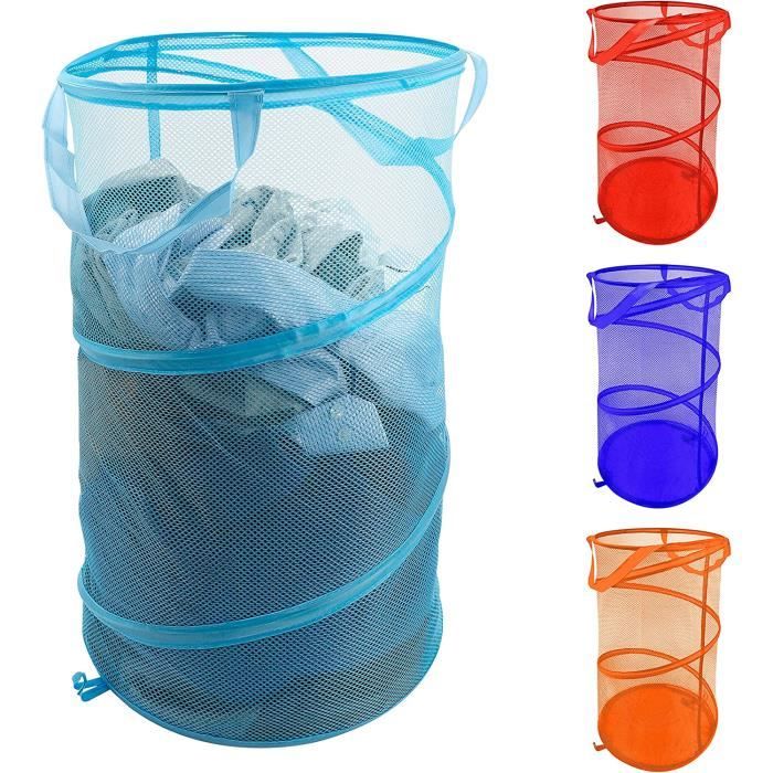 Panier à Linge Pliable 60 Litres - Grand Format Avec Poignées, En Maille Noire - Pour Vêtements, Jouets, Rangement Temporaire - 11