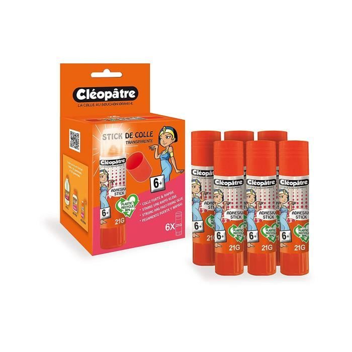 Boîte de 12 bâtons de colle TRANSPARENTE Cléostick Adhésive en 8 gr - Beaux-Arts et
