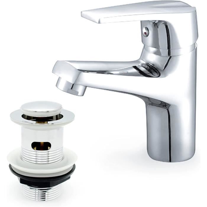 Robinet mitigeur de lavabo chromé avec bonde pop-up gratuite ...