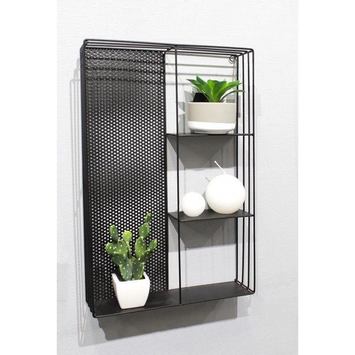 Etagère rectangulaire murale en métal noir 60 x 40 cm - LINE Meubletmoi Etagère rectangulaire murale en métal noir 60 x 40 cm - LINE Meubletmoi