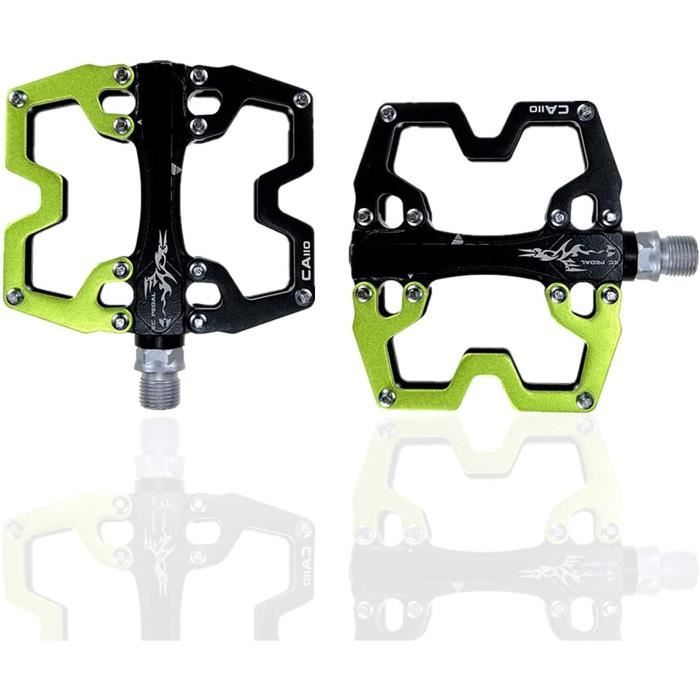 Pédales de vélo, 3 Couleurs Vives 1 Paire de pédales en Aluminium Pédale de vélo Plate-Forme Plate antidérapante VTT(Blanc