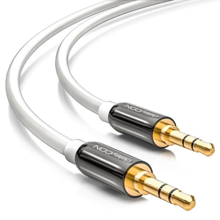 Câble Audio Stéréo Clicktronic 0.5m - Cuivre Plaqué Argent, Blindage 4 Couches, Connecteurs Plaqués Or - Pour Son Haute Qualité - 3