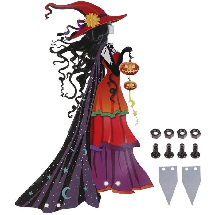 Beiyasi Halloween Décoration Extérieure Debout Sorcière Lanterne Citrouille Jardin en Métal Signes Insert Au Sol Plaques Signes De Voeux Signe De Sorcière