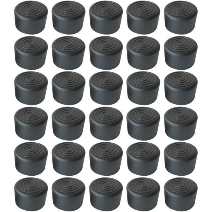 Lot de 100 embouts en caoutchouc - Ronds - Antidérapants - Protection sol - 25 mm