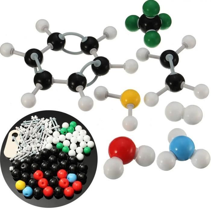 Kit De Modèle Moléculaire 179 Pièces – Chimie Organique Et Inorganique, 76 Atomes Codés, 102 Liaisons, Outil De Retrait