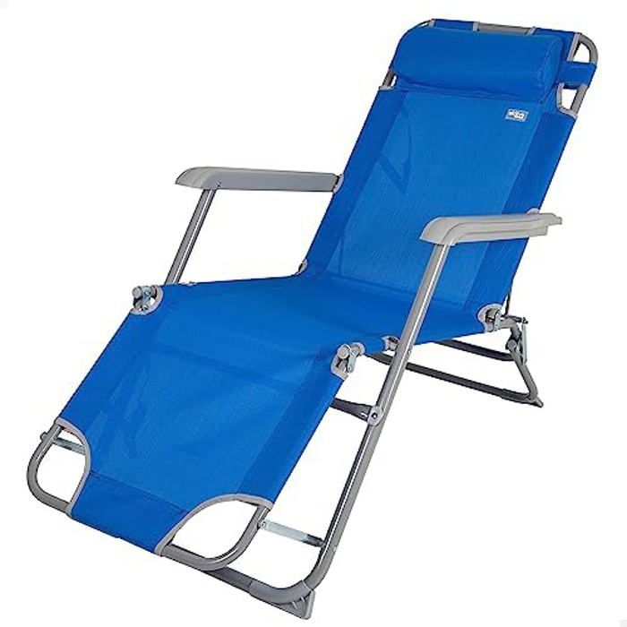 Chaise longue inclinable Aktive Bleu 53 x 87 x 78 cm (4 Unités)