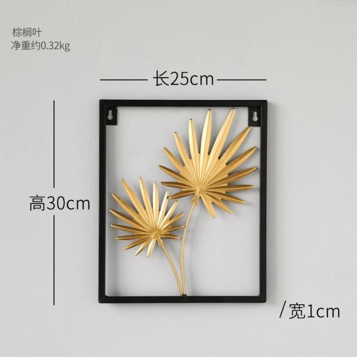 Décoration Murale Rond Fer Forgé Feuilles Ginkgo Doré – Style Nordique – Sans Percage – Pour Salon, Chambre
