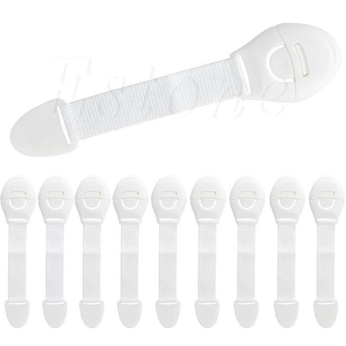 10 Serrures De Sécurité Enfants - Verrous Rotatifs Pour Tiroirs Et Portes - Adhésif Invisible - Couleurs Rose Et Bleu - Protection Anti-pinces