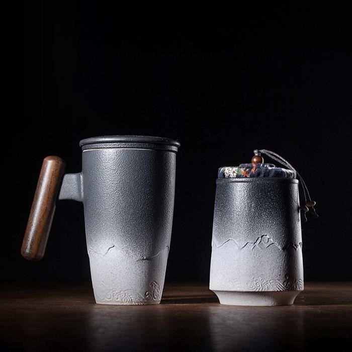 Tasse à Thé En Céramique Avec Filtre Et Couvercle - Infuseur Intégré, Soucoupe Incluse, 320 Ml (style Rétro)