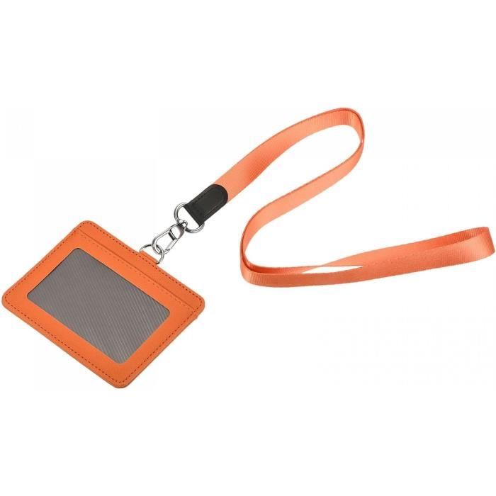 Lot De 2 Porte-badges Cordon Tour De Cou Vertical - Cuir Synthétique Noir, Neuf Avec étiquettes