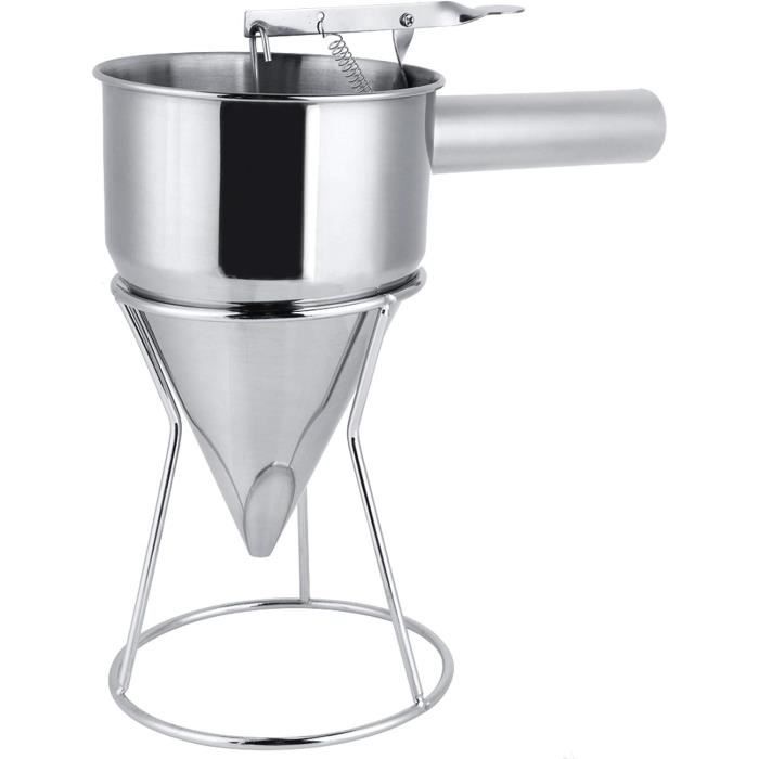 Distributeur à Pâte En Acier Inoxydable 800ml - Entonnoir Professionnel Pour Crêpes, Gaufres, Pâtisserie