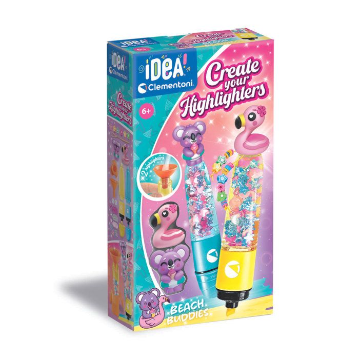 Kit Créatif Surligneurs Personnalisables Clementoni 18396 – Thème Summer Friends