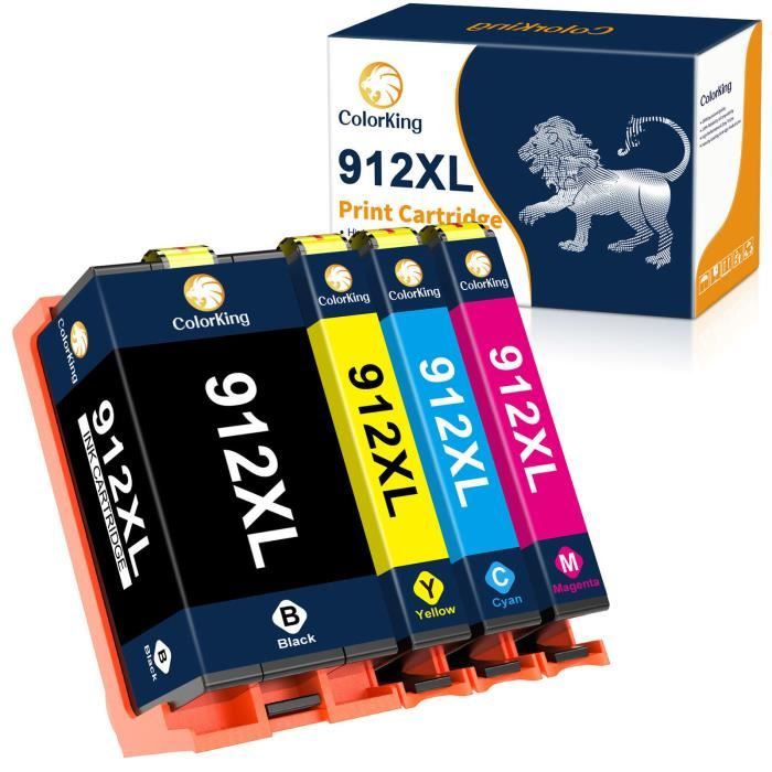 ColorKing 912XL Cartouches d'encre Compatibles Remplacement pour HP 912XL  912 XL pour HP Officejet 8012 8014 8015 8017 8010 HP Officejet Pro 8020  8022 8023 8024 8025 (Noir Jaune Cyan Magenta, 4-Pack) : :  Informatique