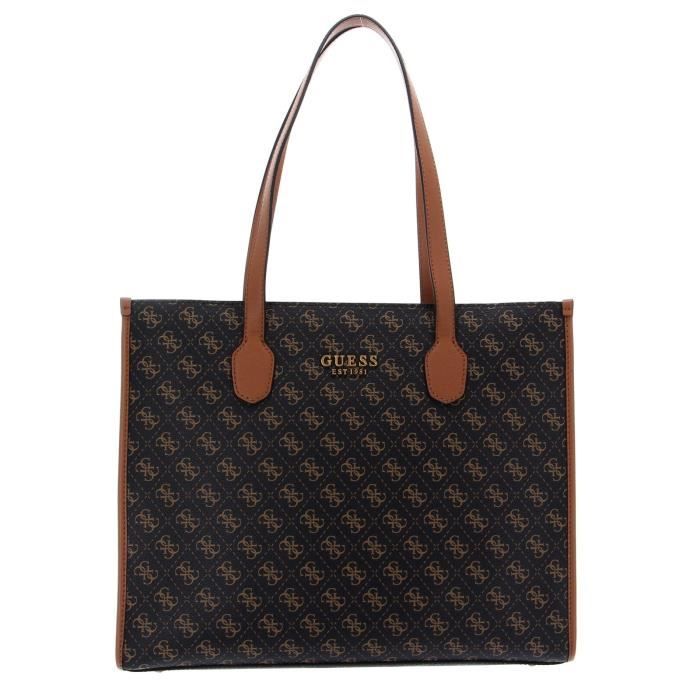GUESS Silvana Girlfriend Tote Brown Logo Cognac 209092 sac shopper sac a main marron Cdiscount Bagagerie Maroquinerie