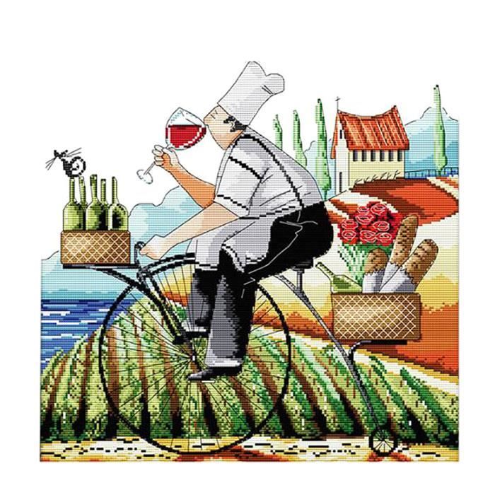 Yeesam Art Kit De Point De Croix Estampillé Pour Adultes Débutants, écharpe Bonhomme De Neige Chat Noir 11 CT 42 × 42 Cm Kit De Broderie à Faire