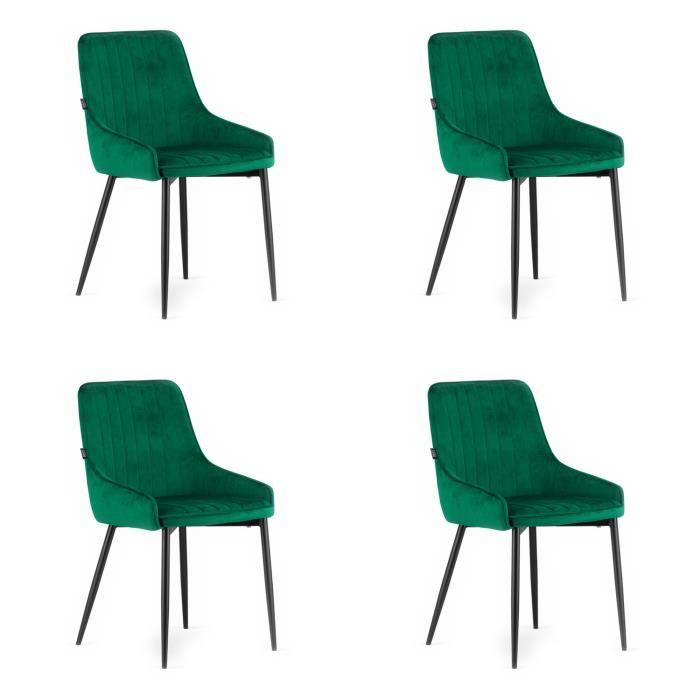 monzas - lot de 4 chaises en velours style glamour  - 82.5x58x49 cm - chaise de salle à manger - vert 49x58x82,5