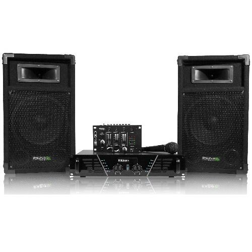 Pack sono ibiza dj300n 480w + table de mixage + 2 hp + mic