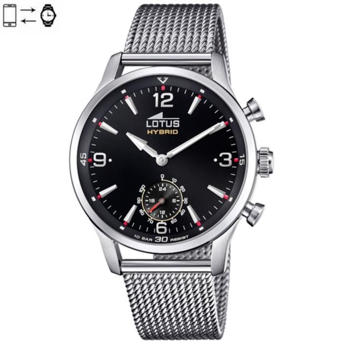 Montre connectée Lotus Hybrid Steel Cadran noir Bracelet maille 18803/3