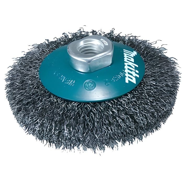 Brosse conique à fils acier ondulés pour meuleuses 115mm - MAKITA - D-39849 - Gris
