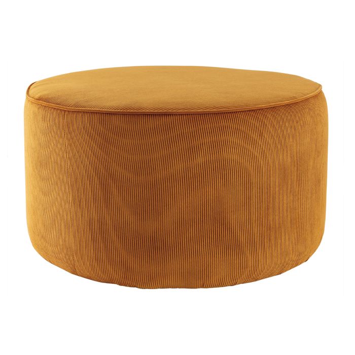 Pouf Rond BONN VELVET En Velours Côtelé Vert - Structure En Acier - Repose-pieds Déco Rétro/moderne - 9