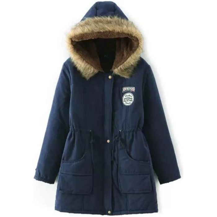 Bleu Marin Doudoune Femme Manteau Matelasse Laine Mi Longue Avec Capuche Fourrure Chaud Velours S 3xlgrande Taille Nouveaute Hiver Bleu Marin Cdiscount Pret A Porter