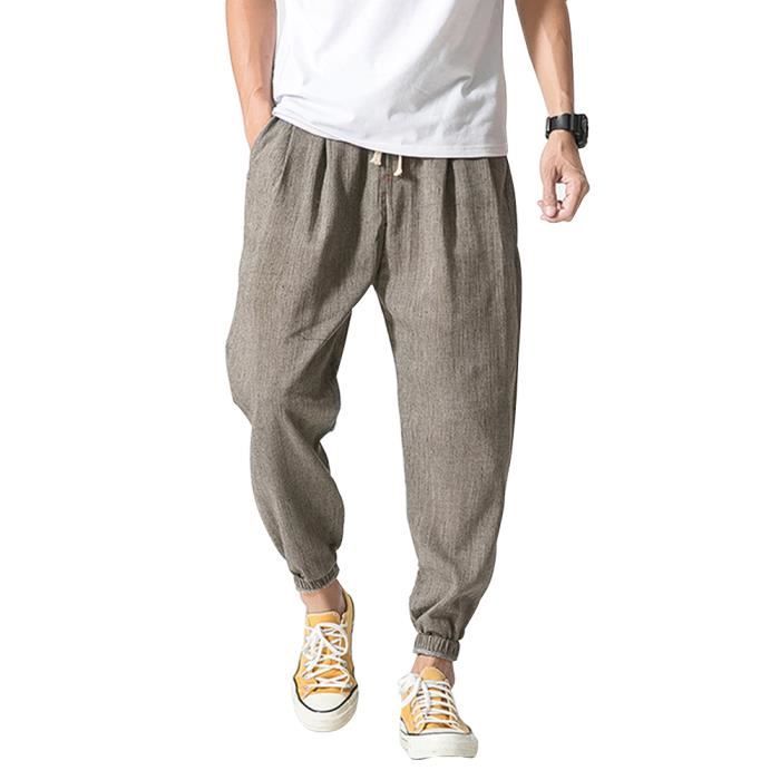 Minetom Homme D'été Sarouel Pantalon en Lin Mode Décontracté Taille  Elastique Avec Poches Gris - Cdiscount Prêt-à-Porter