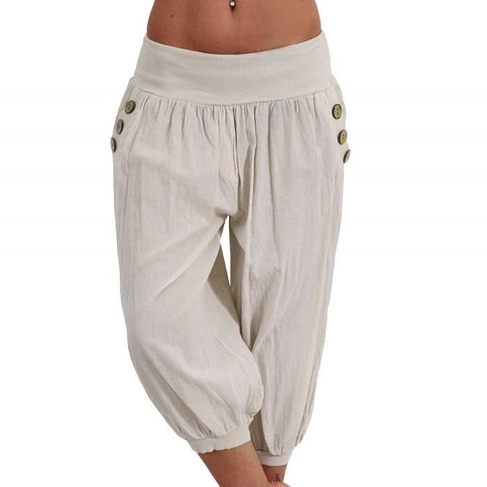 Femme Baggy Pantalons Sarouel Pantalon de Sport Yoga Harem Pantacourt Elastique Extensible