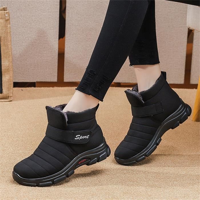 Bottes D'hiver Femmes Hautes En Daim - Tige 37 Cm, Talon Bas 7 Cm, Semelle Caoutchouc Antidérapante - Lacets Devant - 3