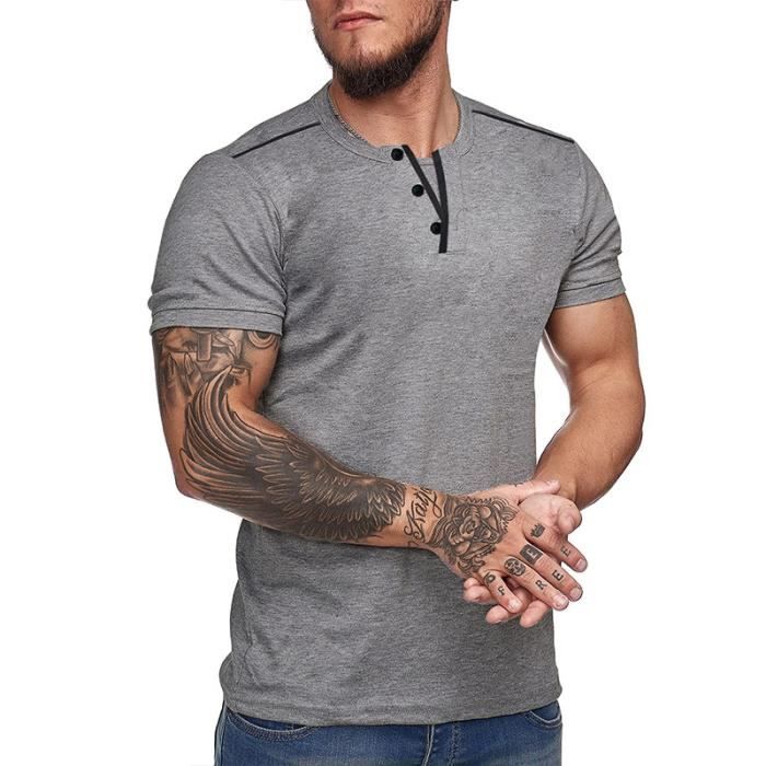 T Shirt Homme,Manches Courtes Tee Shirt Homme Col en V, T-Shirt Homme de  Couleur Unie–Gris Gris - Cdiscount Prêt-à-Porter