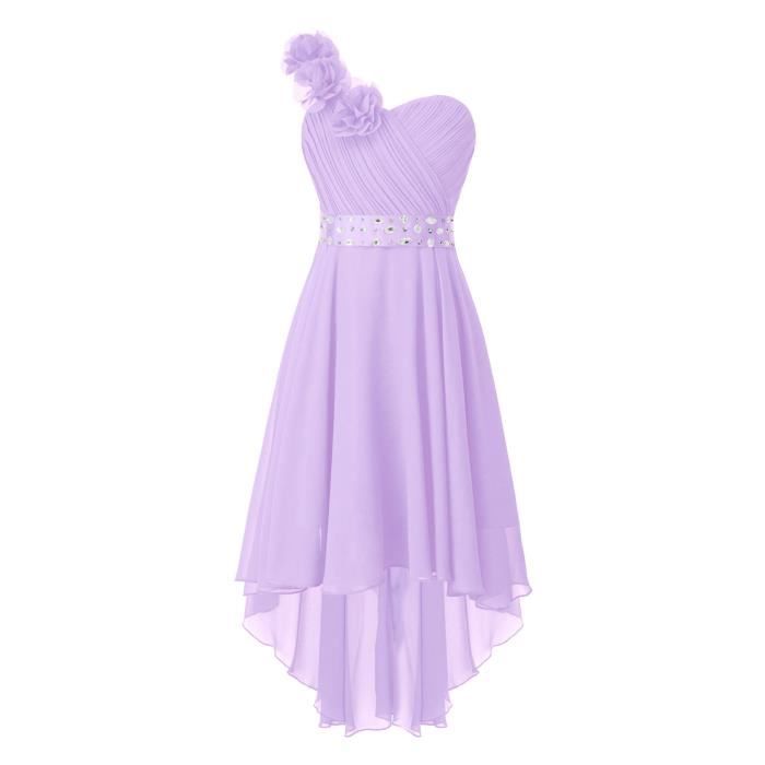 RUNQHUI Fille Robe Soirée Cérémonie Mousseline Dentelle Princesse sans Manches Robe de Mariage pour Enfant 6-14 Ans Bleu 5-6 Ans